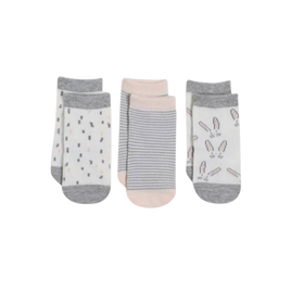 Snugabye Dream Baby Pink and Grey Socks - 3 Pair Pack