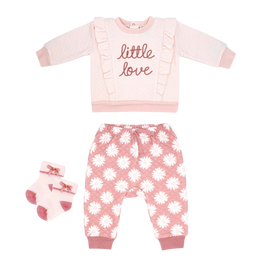 Ensemble de jogging matelassé 3 pièces : Little Love pour fillette