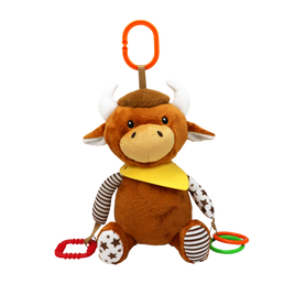 Jouet d'activité en peluche : Vache brune des Highlands