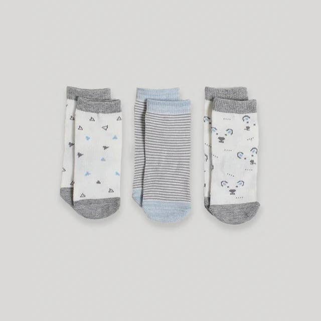 Chaussettes bleues et grises pour bébé Snugabye Dream pour bébé  - lot de 3 paires