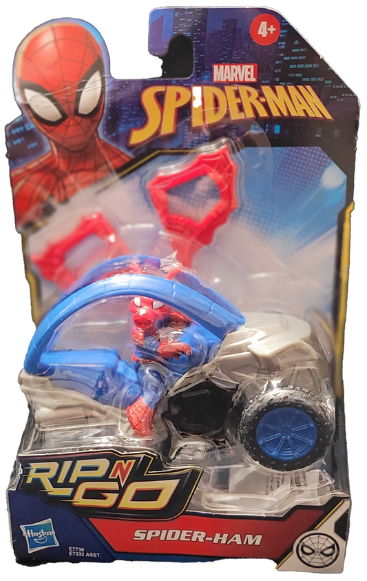 Marvel Spider-Man : Spider-Ham – Véhicule cascadeur de 15,2 cm – Figurine d'action super héros et véhicule jouet pour enfants à partir de 4 ans